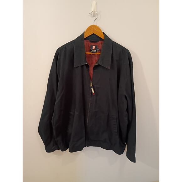 Men's Chaps Ralph Lauren XL Navy Harrington Jacket Windbreaker Gingham Preppy - Picture 8 of 11